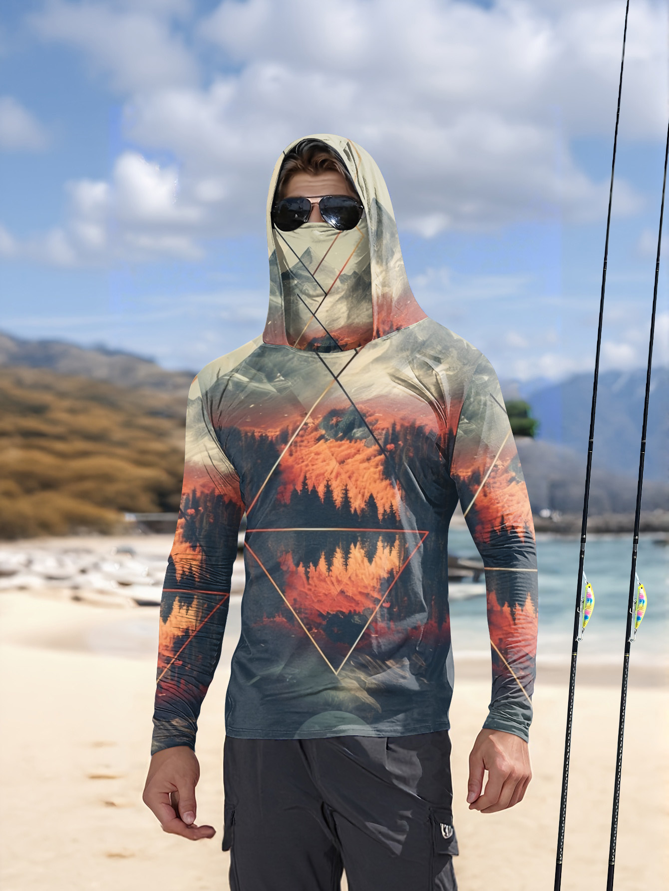 야외용 남성 낚시 후드티, 내장형 얼굴 마스크, 산 풍 - Fishing Mask Sun Protection 리뷰 및 가격